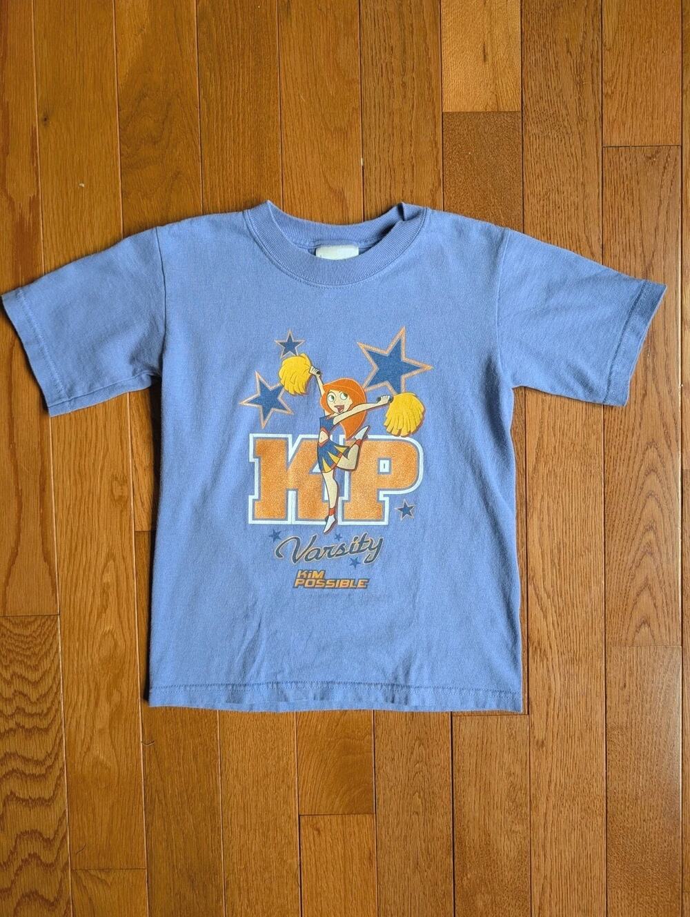 Vintage Disney Store Kim Possible KP Varsity Cheerleading Tee Size Youth XS. EUC